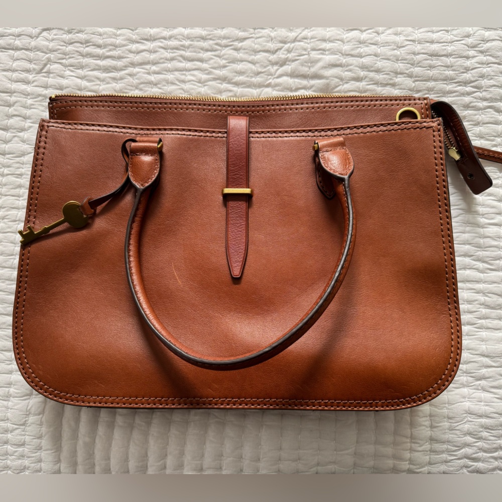 Fossil Brown Leather Laptop Bag or Tote